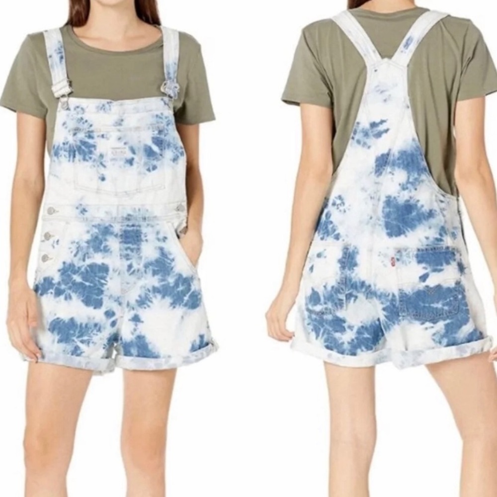 Levi tie dye overall shorts medium